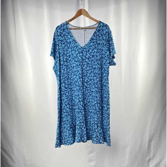 Draper James Grotto V Neck Flutter Sleeve Floral Dress in Blue Size 3X - Picture 4 of 8